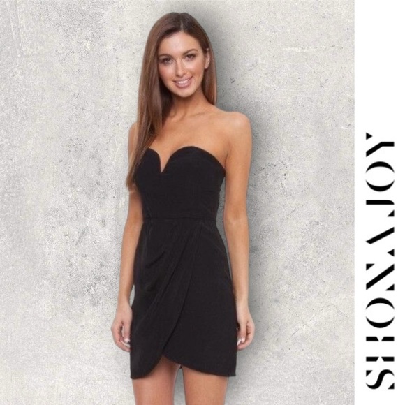 Designer Shona Joy‎ Black Strapless Bustier Mini Dress, Size 2, MSRP $325 - Picture 1 of 7